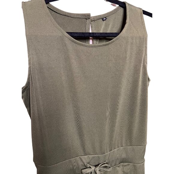 Green jumpsuit SMALL sleeveless  pockets wide legs stretch Comfortable - Picture 2 of 11